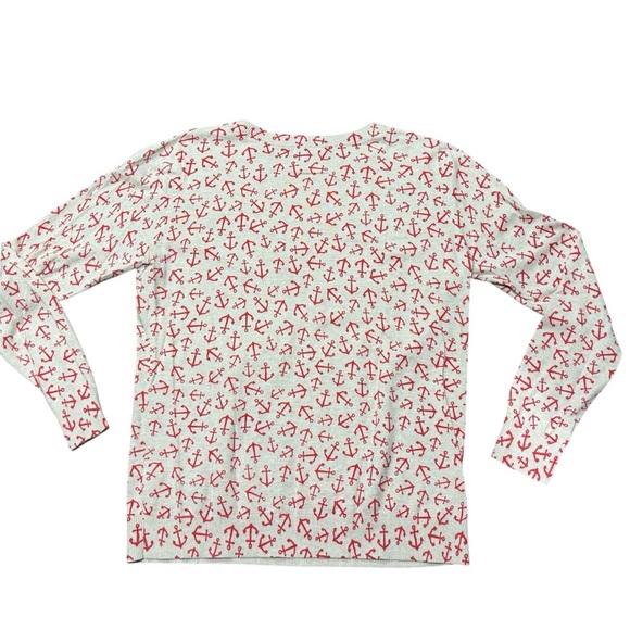 Old Navy women’s white coral anchor print long sleeve sweater size large - Picture 3 of 7